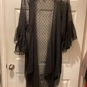 Sheer Black Polka Dot Kimono